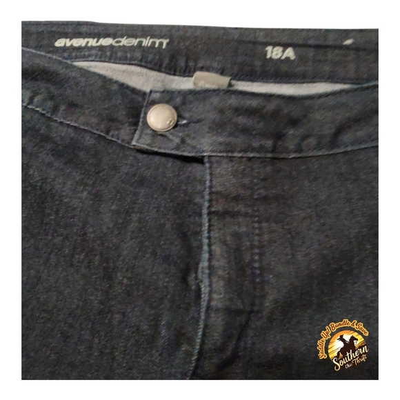 AVENUE DENIM - 18A Blue / Black Straight Jeans Classic Style - Picture 5 of 12
